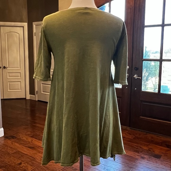 Free People Green Melrose Swing Tunic Top Size Small Green Oversized Raw Edges - Picture 10 of 16